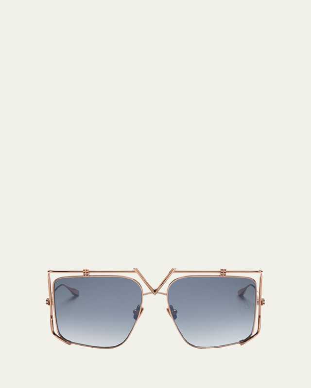 V-Light Blue Titanium Square Sunglasses